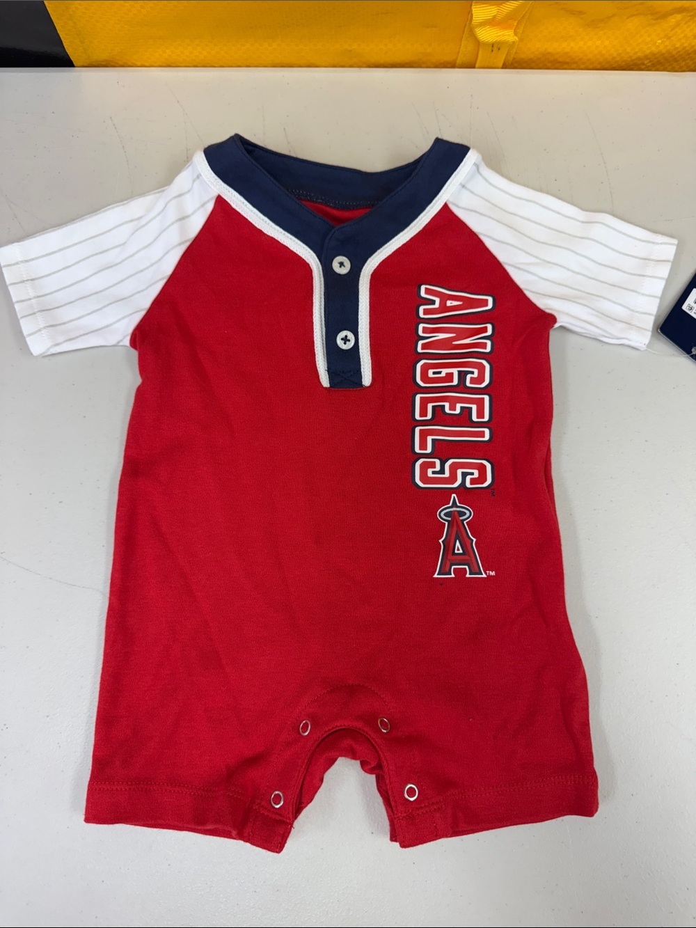 Los Angeles Angels Baby Romper - Red with White Sleeve Accents 3/6 months new